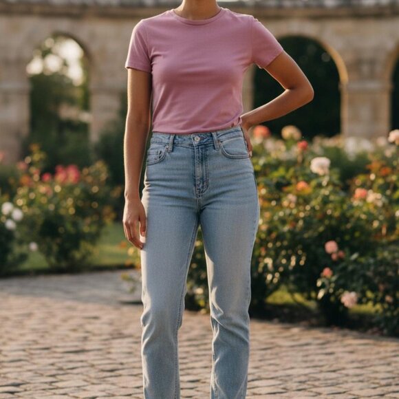 Abercrombie & Fitch Fitted Baby Tee | Lilac / Mauve | Soft Cotton - Picture 2 of 3